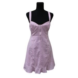 ASTR The Label Bustier Mini Dress Womens S Pink Excellent Cotton Linen Ruffle